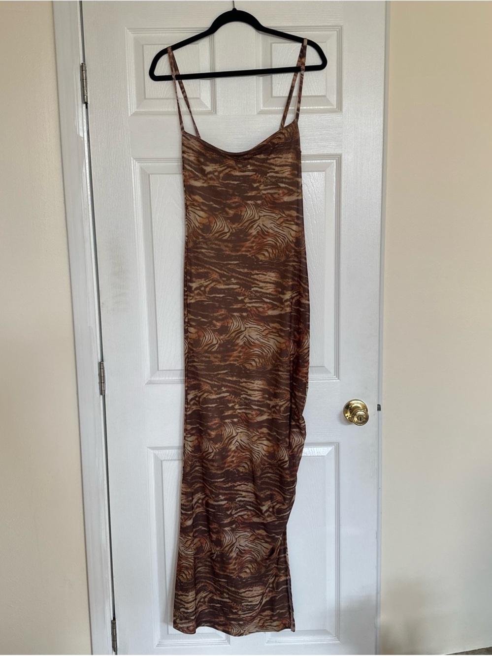 PrettyLittleThing Brown Animal-Print Maxi Dress